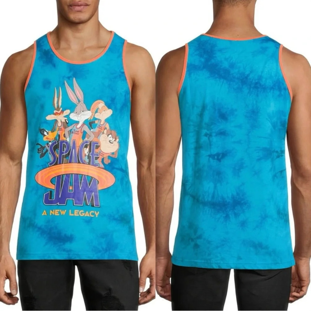 Space Jam Men’s Tie Dye Cast Graphic Print Tune Squad Sleeveless Tank Top XL
